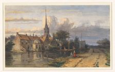 View of a village on a canal, 1832-1880. Creator: Jan Weissenbruch