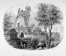 View of a windmill and the River Thames, Battersea, London, 1830. Artist: Anon