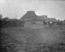 View of Ainu village, 1908. Creator: Arnold Genthe