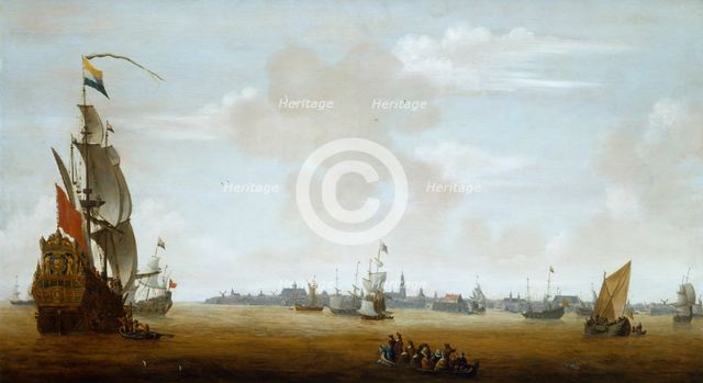 'View of Amsterdam from the Sea',  17th century. Artist: Peter van den Velde