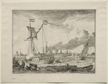 View of Amsterdam with Ships in Foreground, 1701. Creator: Ludolf Backhuysen (Dutch, 1631-1708); Ludolf Backhuysen (Dutch, 1631-1708)