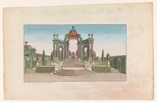 View of an arbour with stairs in a garden, 1722-after 1758. Creator: Unknown