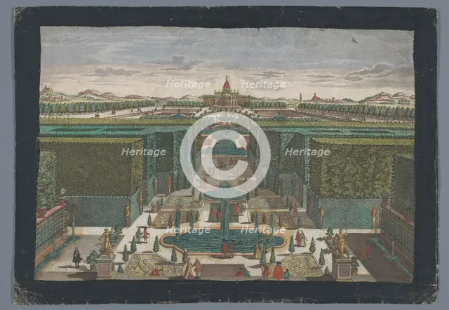 View of an avenue on the left side of a garden, 1742-1801. Creator: Georg Gottfried Winckler.