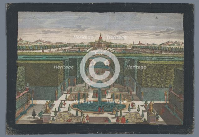 View of an avenue on the left side of a garden, 1742-1801. Creator: Georg Gottfried Winckler.