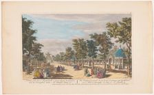 View of an Avenue with a Triumphal Arch in Vauxhall Gardens in London, 1751. Creator: John Miller