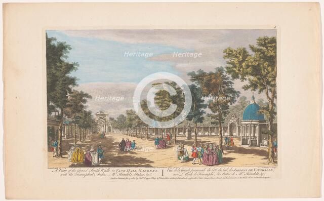 View of an Avenue with a Triumphal Arch in Vauxhall Gardens in London, 1751. Creator: John Miller.