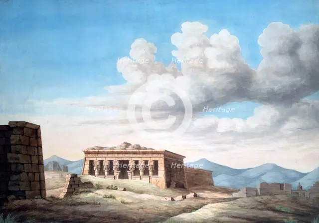 'View of an Egyptian Temple, Dendera', 19th century. Artist: Unknown