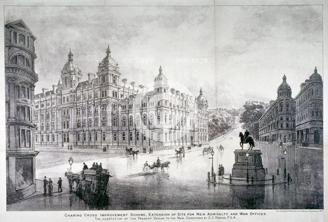 View of an improvement scheme for the area around Charing Cross, Westminster, London, c1860. Artist: James Akerman