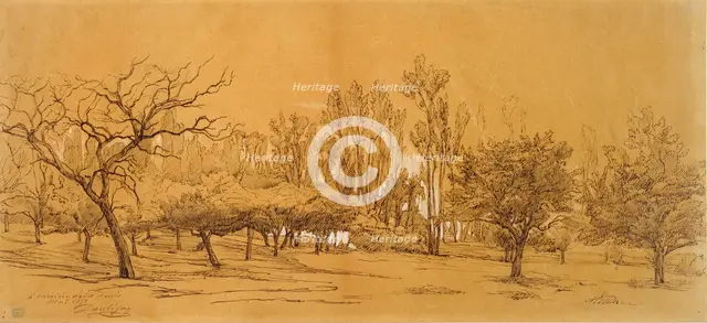 View of an Orchard at Saint-Denis, mid 19th century Artist: Charles Francois Daubigny.