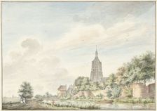 View of Asperen with the city walls and the church tower, 1745-1795. Creator: Jacobus Versteegen