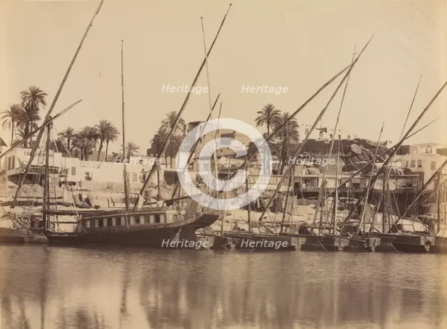 View of Aswan - Along the Nile, c. 1870s - 1880s. Creator: Antonio Beato (British, c. 1825-1903).