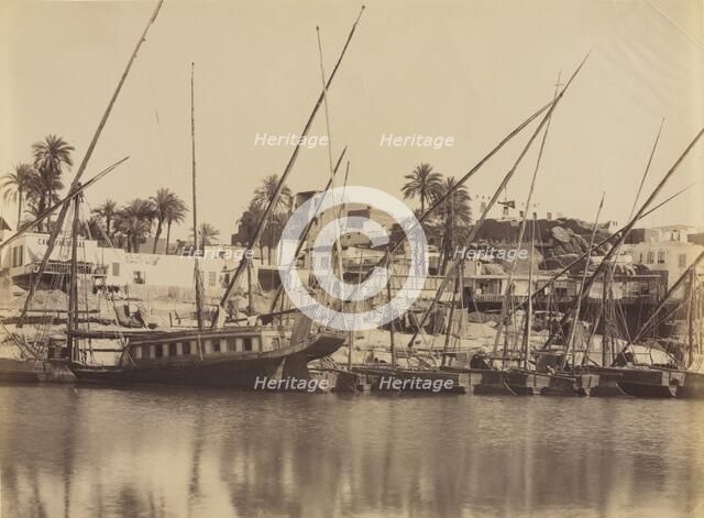 View of Aswan - Along the Nile, c. 1870s - 1880s. Creator: Antonio Beato (British, c. 1825-1903).