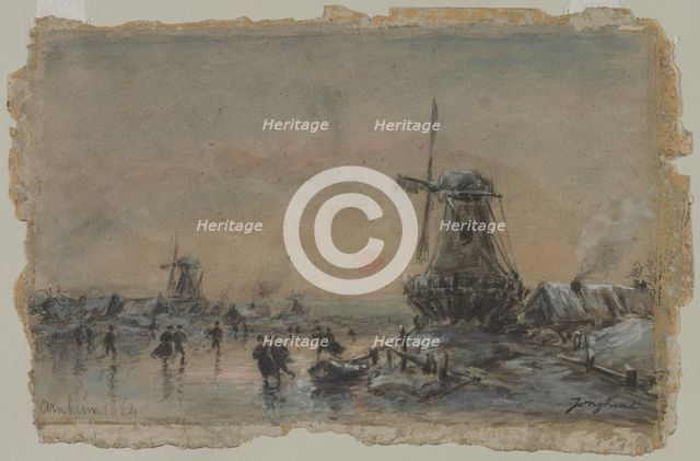 View of Arnheim (recto) Studies of a Bull (verso), 1864. Creator: Johan Barthold Jongkind (Dutch, 1819-1891).