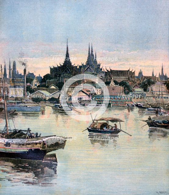 View of Bangkok, 1893. Artist: Henri Meyer