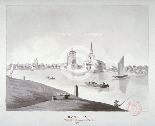 View of Battersea from across the River Thames, London, 1796. Artist: Anon