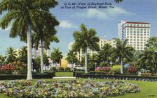 View of Bayfront Park, at the foot of Flagler Street, Miami, Florida, USA, 1941