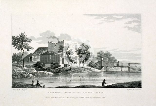 View of Beresford White House, Hackney Marsh, Hackney, London, 1830. Artist: Edward Duncan