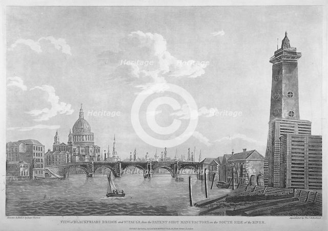 View of Blackfriars Bridge and St Paul's Cathedral, London, 1803. Artist: Daniel Turner