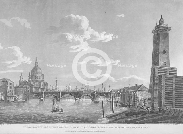 View of Blackfriars Bridge and St Paul's Cathedral, London, 1803. Artist: Daniel Turner