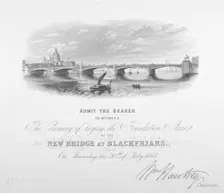 View of Blackfriars Bridge and St Paul's Cathedral, London, 1865. Artist: Anon