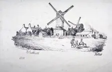 View of Blackheath, showing windmills and buildings, Greenwich, London, 1832. Artist: William Day