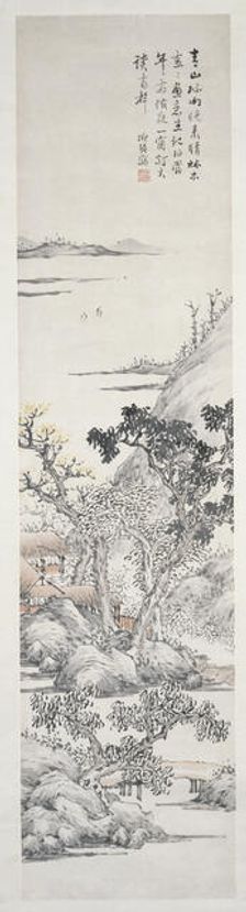 View of buildings and trees after a rain shower, Qing Dynasty (1645 - 1911). Creator: Pan Dinglan