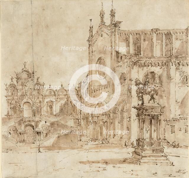 View of Campo San Zanipolo with the Temporary Platform Erected for the Visit of Pope..., 1782. Creator: Francesco Guardi.