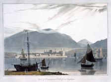 View of Caernarvon Castle from Anglesea Wales, 1814. Creator: William Daniell