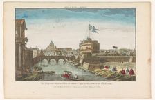 View of Castel Sant Angelo and Ponte Sant'Angelo over the Tiber River in Rome, 1735-1805. Creator: Unknown