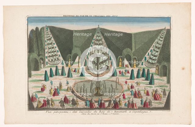 View of cascades in The King's Garden in Denmark, Copenhagen, 1700-1799. Creator: Anon.