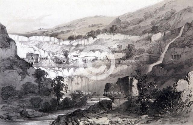 View of Caves, Ajunta, India, 1844. Artist: Thomas Colman Dibdin