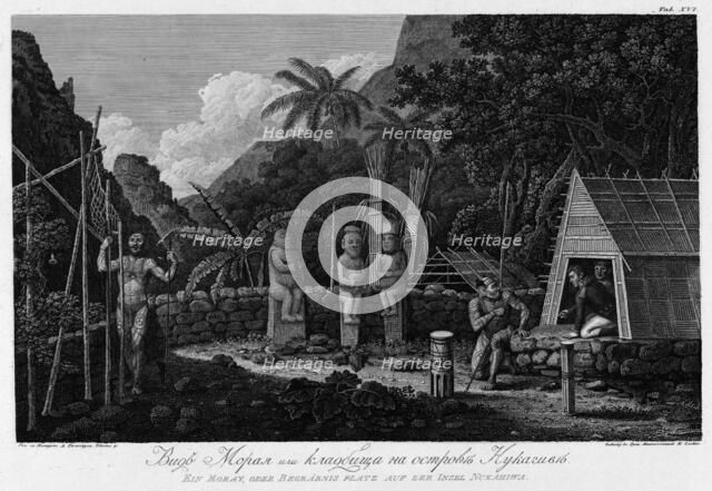 View of Cemetery on Nukagiva Island, 1813. Creator: Koz'ma Vasil'evich Chesky.