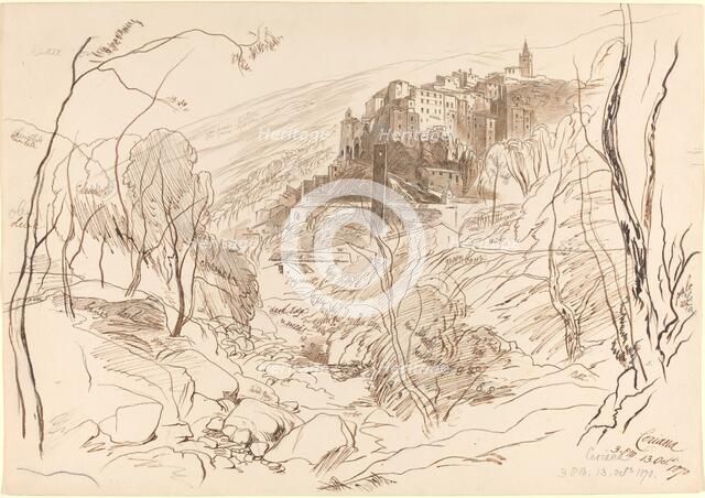 View of Ceriana, 1870. Creator: Edward Lear.