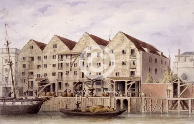 View of Chamberlain's Wharf, Tooley Street, Bermondsey, London, 1846. Artist: Unknown
