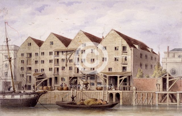 View of Chamberlain's Wharf, Tooley Street, Bermondsey, London, 1846. Artist: Unknown