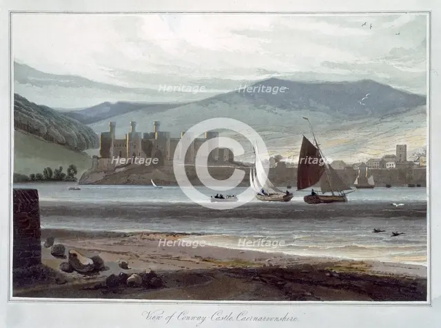 'View of Conway Castle, Caernarvonshire', Wales, 1814-1825. Creator: William Daniell.
