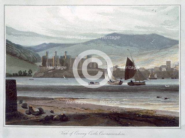 'View of Conway Castle, Caernarvonshire', Wales, 1814-1825. Creator: William Daniell.