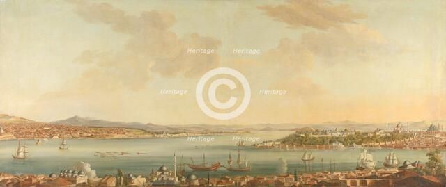 View of Constantinople (Istanbul) and the Seraglio from the Swedish Legation in Pera, c.1770-1780. Creator: Antoine van der Steen.