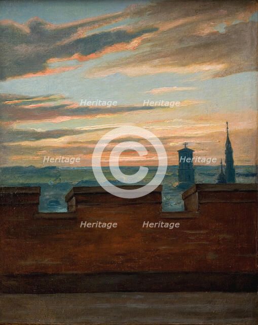View of Copenhagen at Sunset, 1845-1849. Creator: Martinus Rorbye.