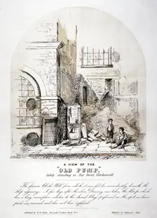 View of Clerks Well pump in Ray Street, Finsbury, London, c1825. Artist: FC Price