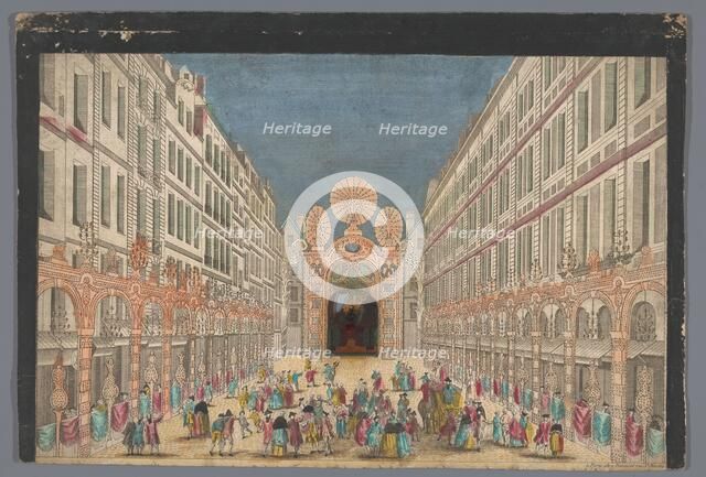 View of decorations on rue de la Ferronnerie in Paris on occasion of the restoration...1745 Creator: Anon.
