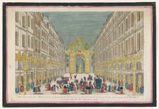 View of decorations on rue de la Ferronnerie in Paris on occasion of the restoration...1745 Creator: Anon