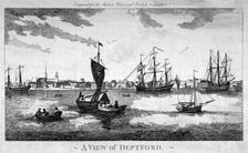 View of Deptford across the River Thames, London, c1790. Artist: Anon