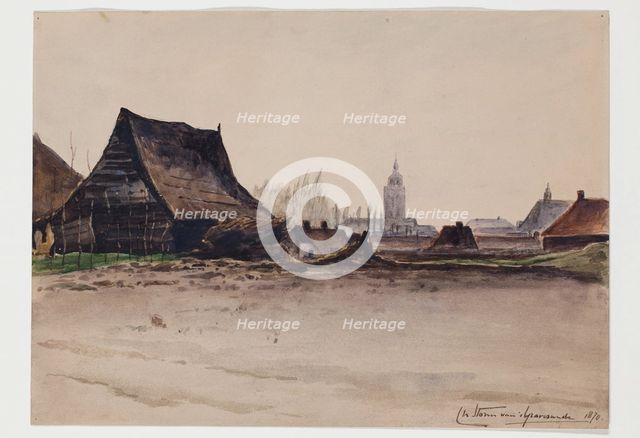 View of Deventer Taken from the Outskirts, 1870. Creator: Carel Nicolaas Storm.