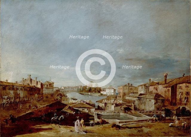 View of Dolo on the Brenta, between 1774 and 1776. Creator: Francesco Guardi.