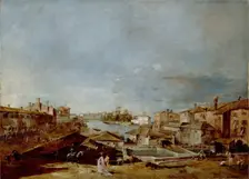 View of Dolo on the Brenta, between 1774 and 1776. Creator: Francesco Guardi