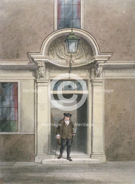 View of Dr Johnson's door and staircase, Inner Temple Lane, City of London, 1855.     Artist: Thomas Hosmer Shepherd