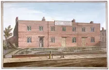View of Drapers Almshouses in St George's Fields, Southwark, London, 1825. Artist: G Yates