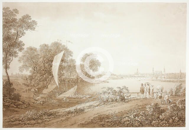 View of Dresden from Pieschen, c. 1805. Creator: Adrian Zingg.