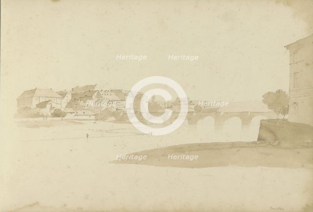 View of Dresden with the Augustus bridge over the Elbe, 1820-1896. Creator: Kasparus Karsen.